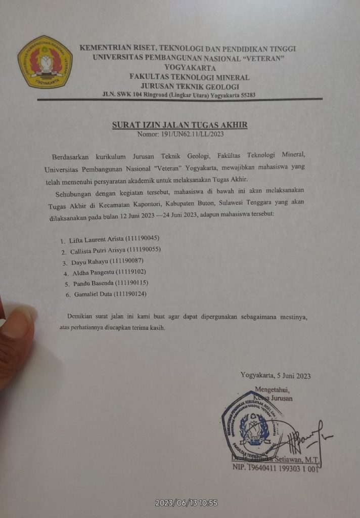Surat Ijin Jalan Tugas Akhir Yang diduga Hasil Pemalsuan